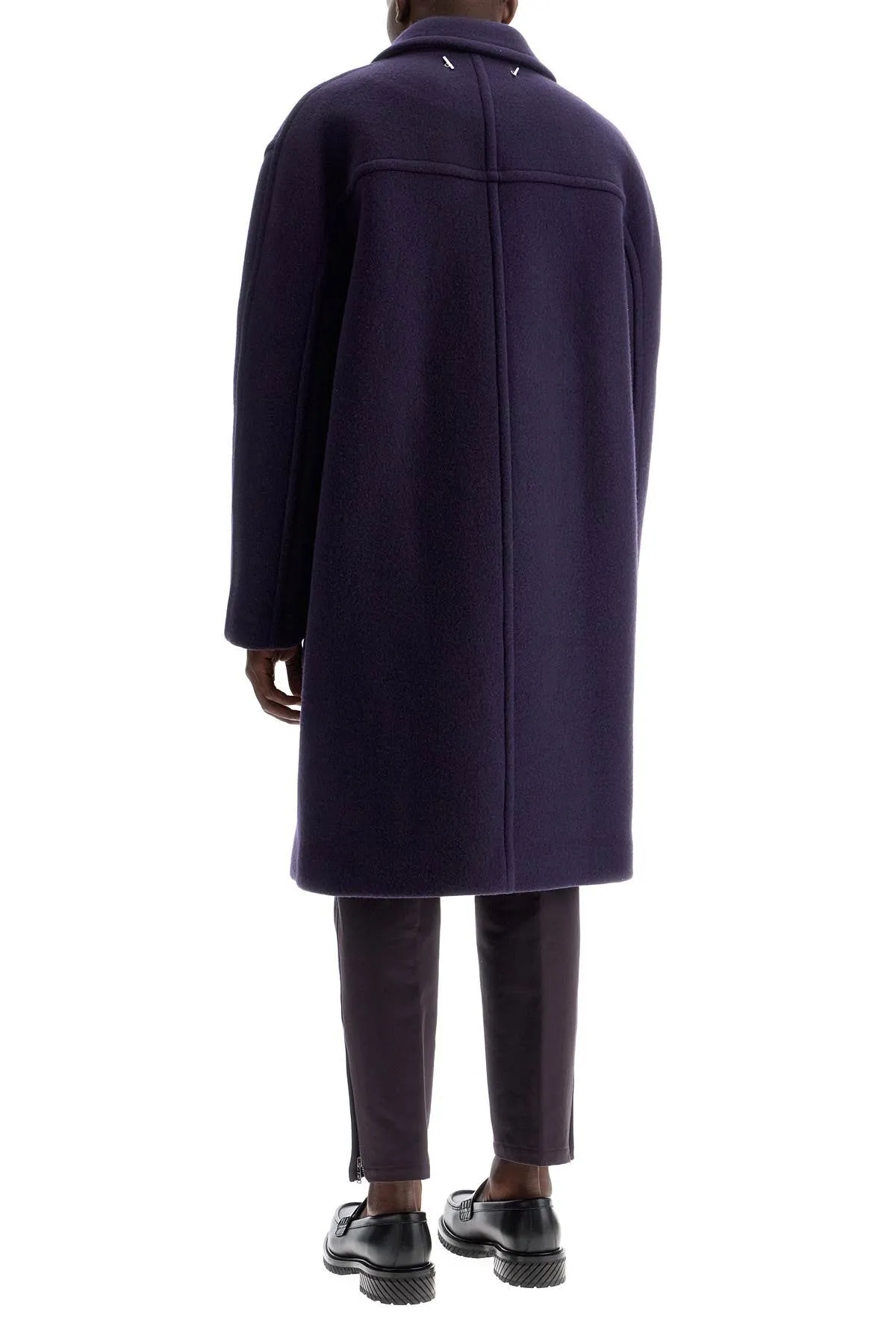 double-breasted heavy wool coat