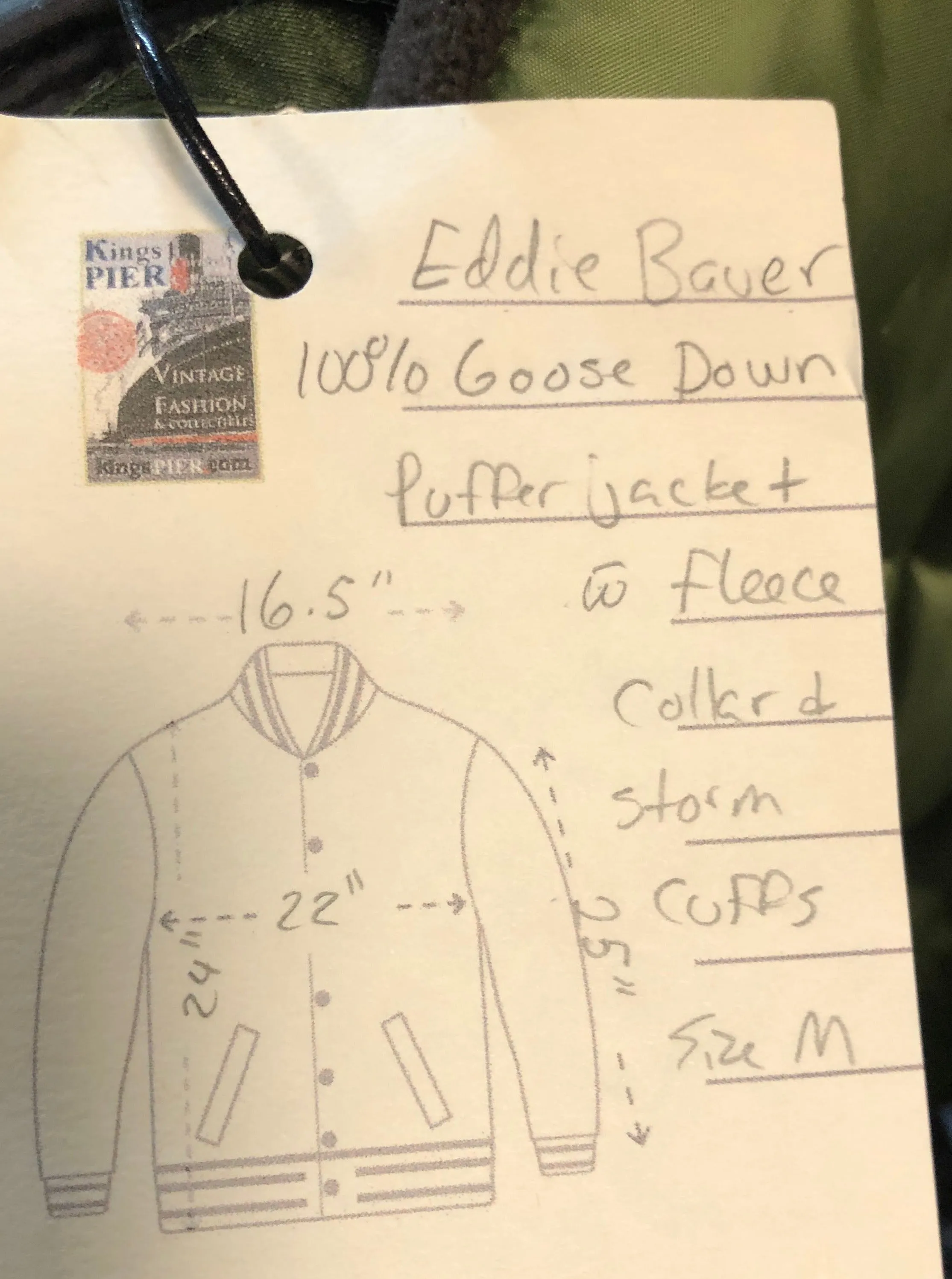 Eddie Bauer Quilted Goose Down Green Jacket SOLD