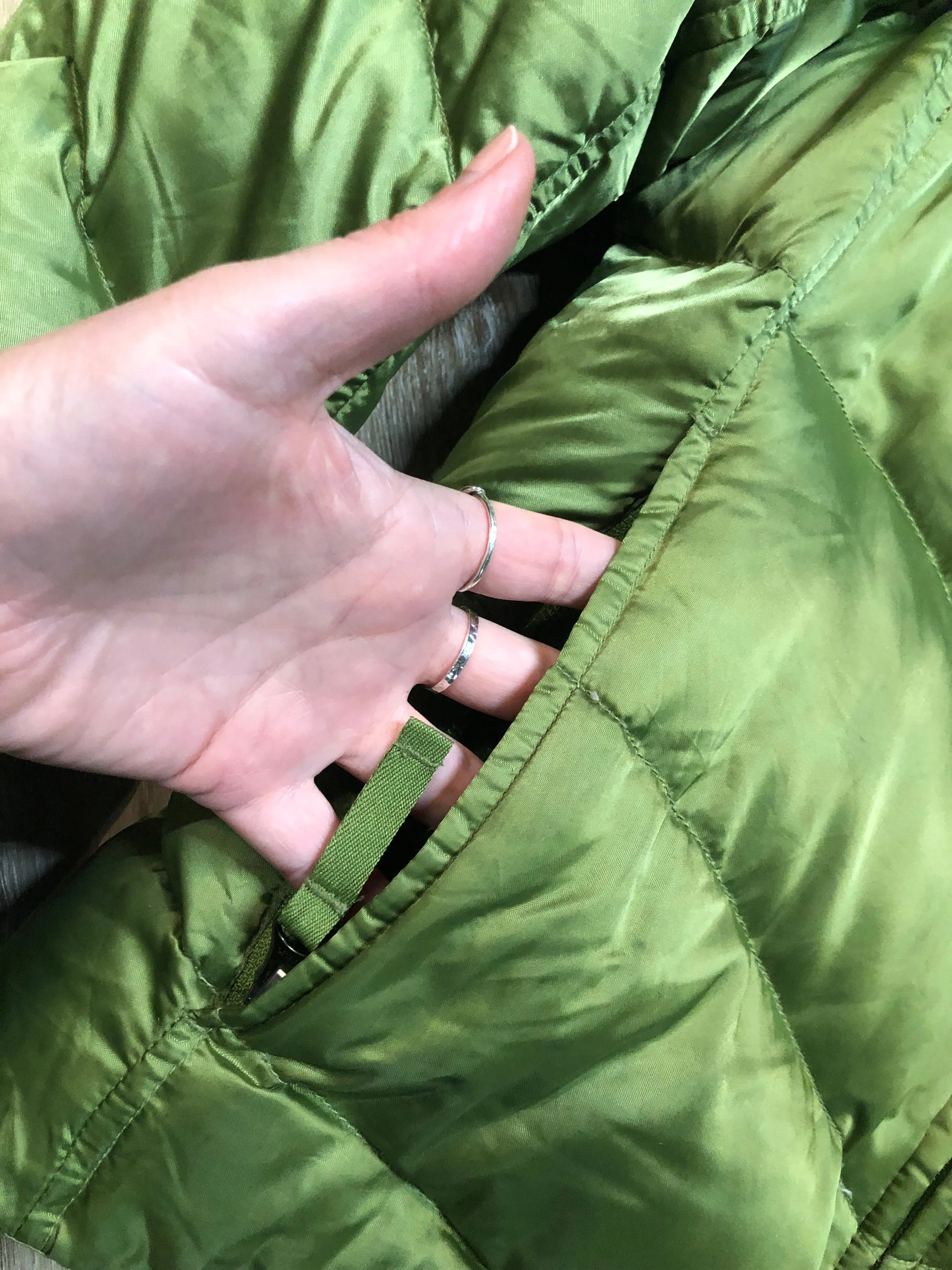 Eddie Bauer Quilted Goose Down Green Jacket SOLD