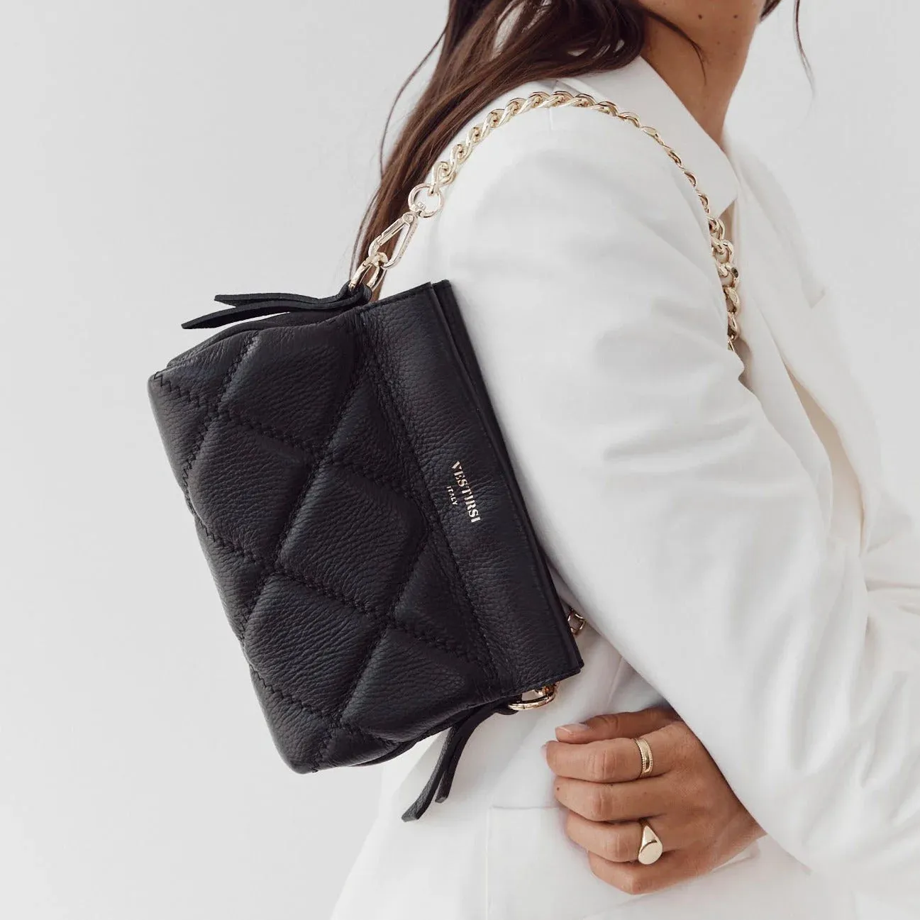 Ella Quilted Crossbody - Black