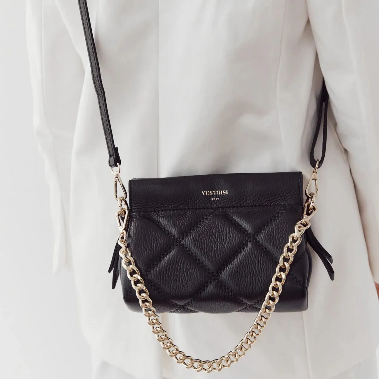 Ella Quilted Crossbody - Black