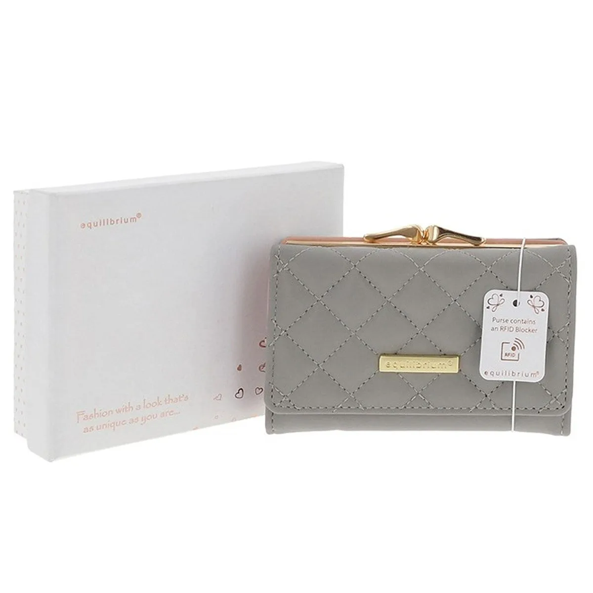 Equilibrium 13.5cm Grey Diamond Quilt Purse