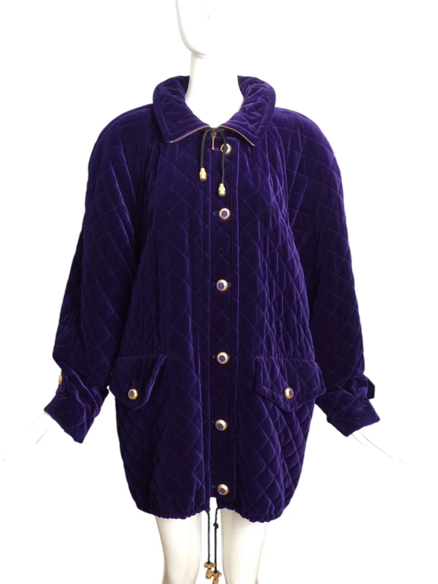 ESCADA- 1980s Purple Quilted Velvet Coat, Size 10