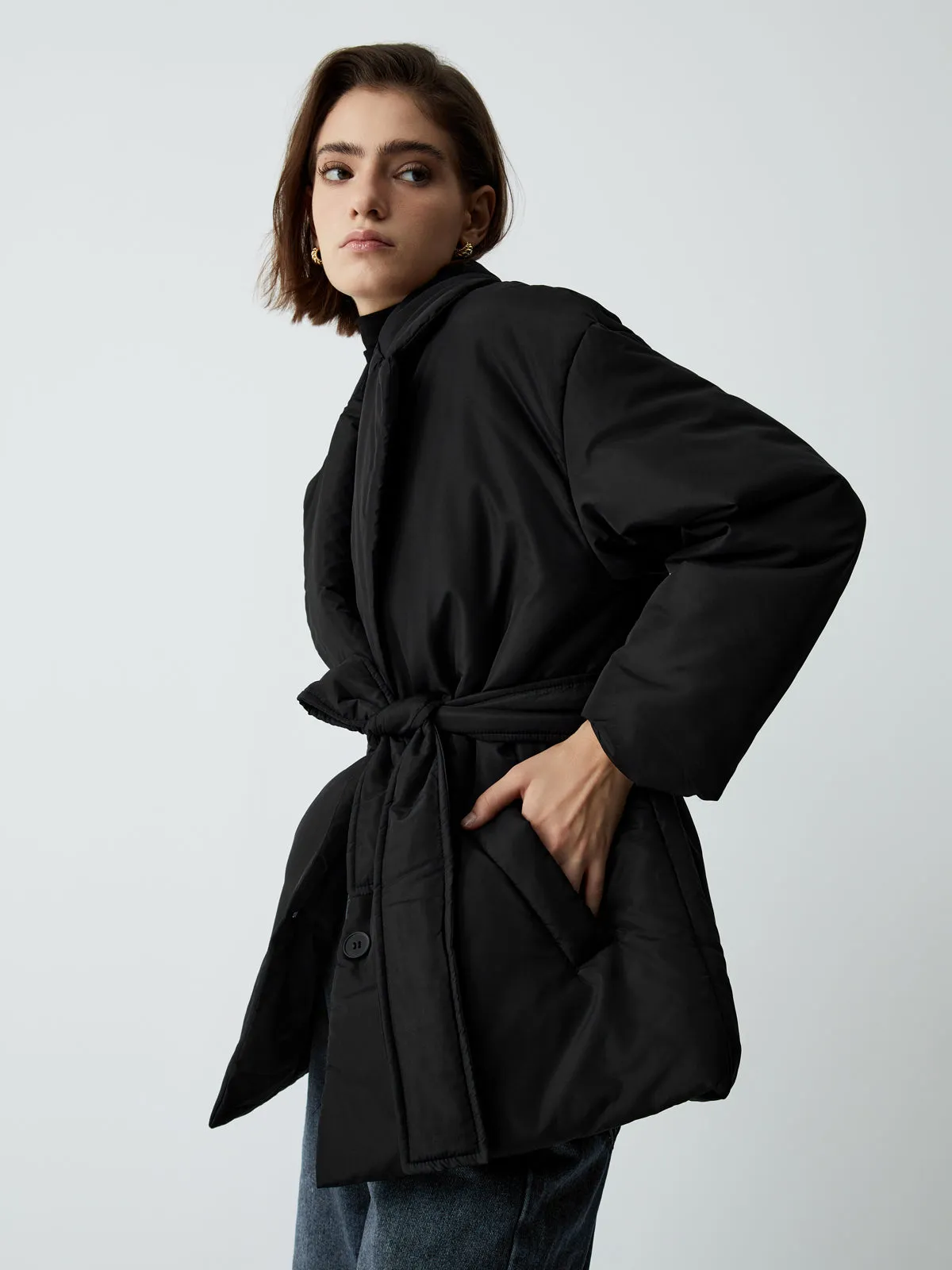 Essential Quilted Graceful Belted Coat