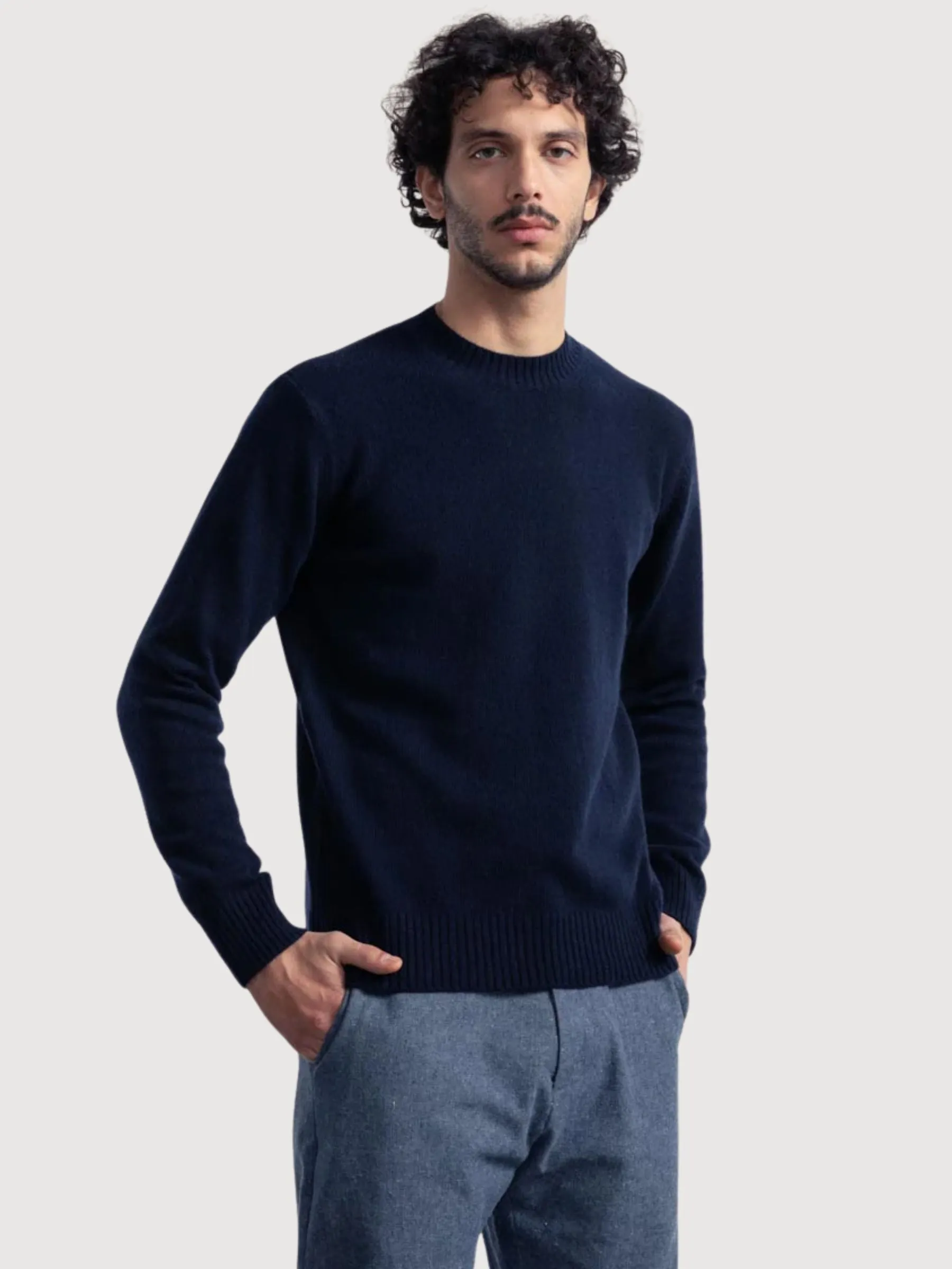 Ferruccio Recycled Wool Sweater Navy Blue Man | Rifò