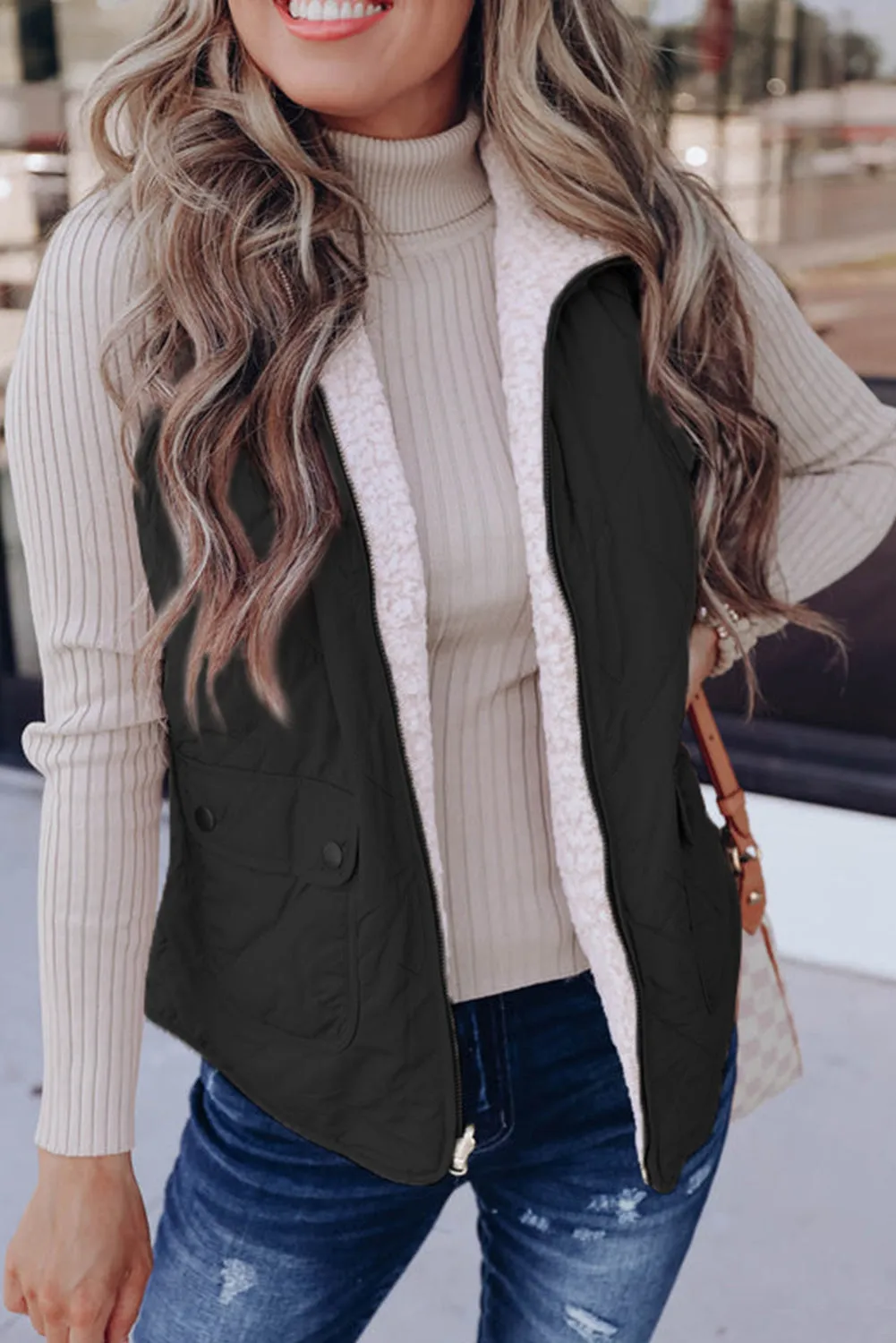 Fleece Lined Quilted Vest Coats