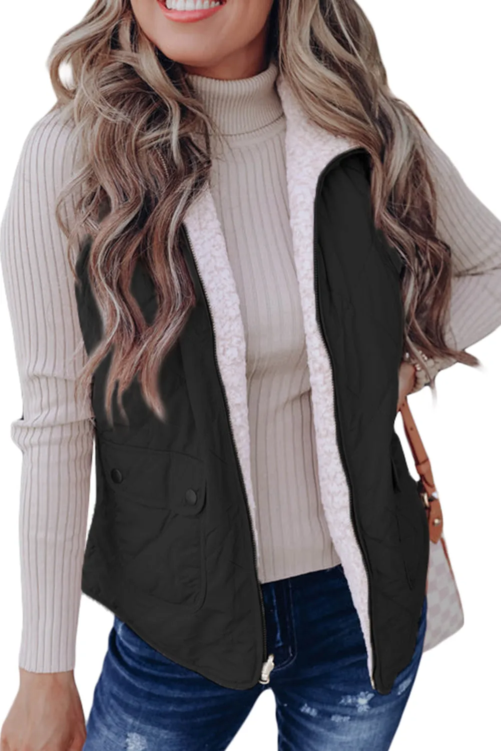 Fleece Lined Quilted Vest Coats