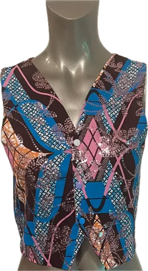 Gilet en wax sequin fait main, taille S