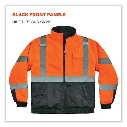 Glowear 8377 Class 3 Hi-vis Quilted Bomber Jacket, Orange, 4x-large, Ships In 1-3 Business Days