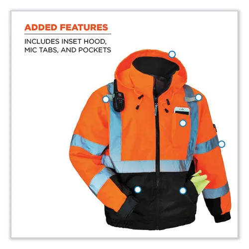 Glowear 8377 Class 3 Hi-vis Quilted Bomber Jacket, Orange, 4x-large, Ships In 1-3 Business Days