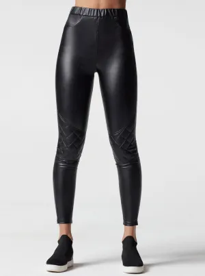 Gold Quilted Legging - Black