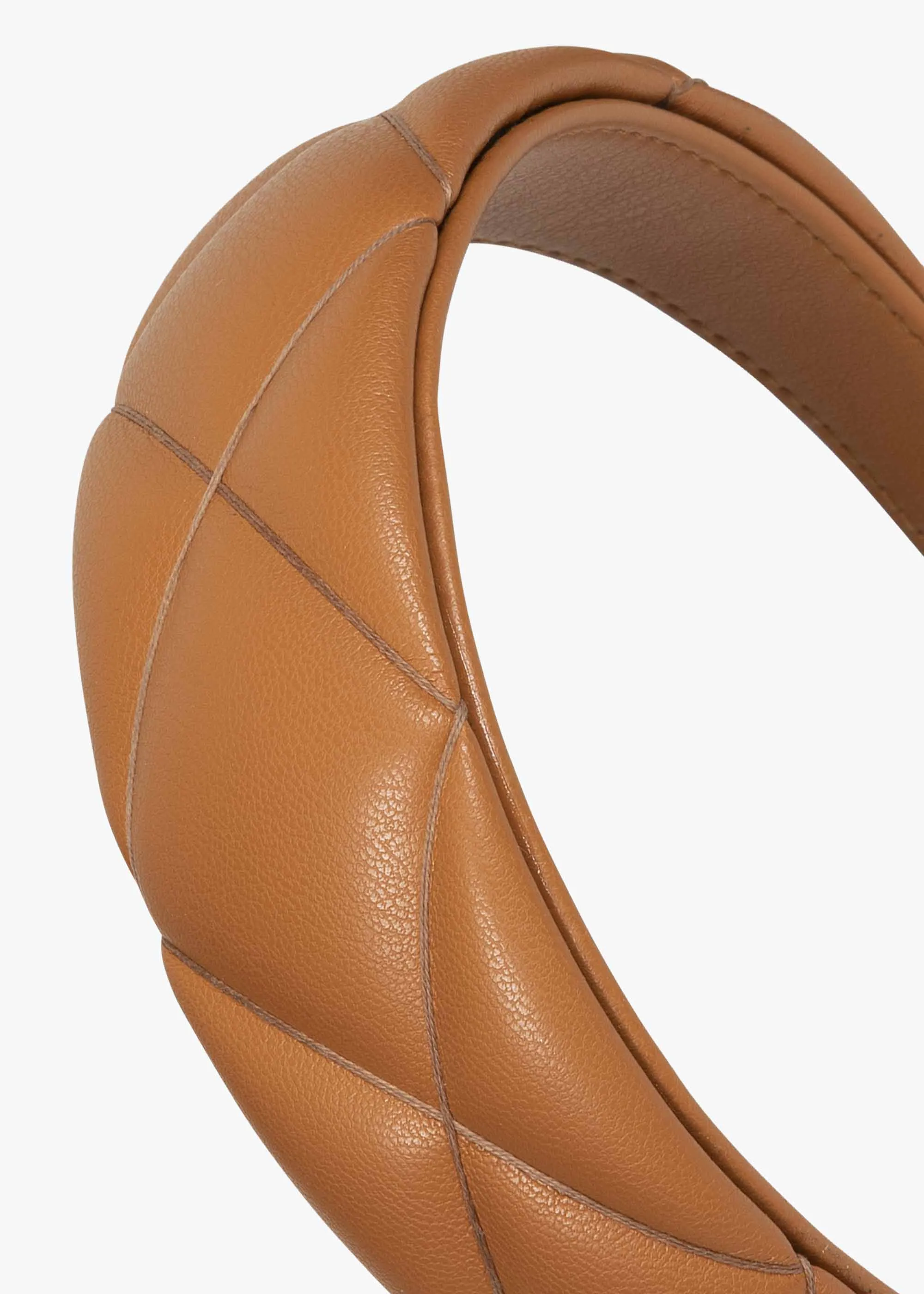 Hannah Quilted Leather Headband -- Saddle