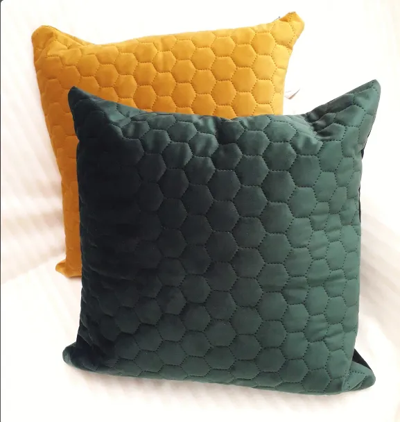 Honeycomb Quilted Green Velvet