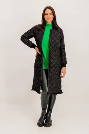 Jessica Black Long Quilted Coat