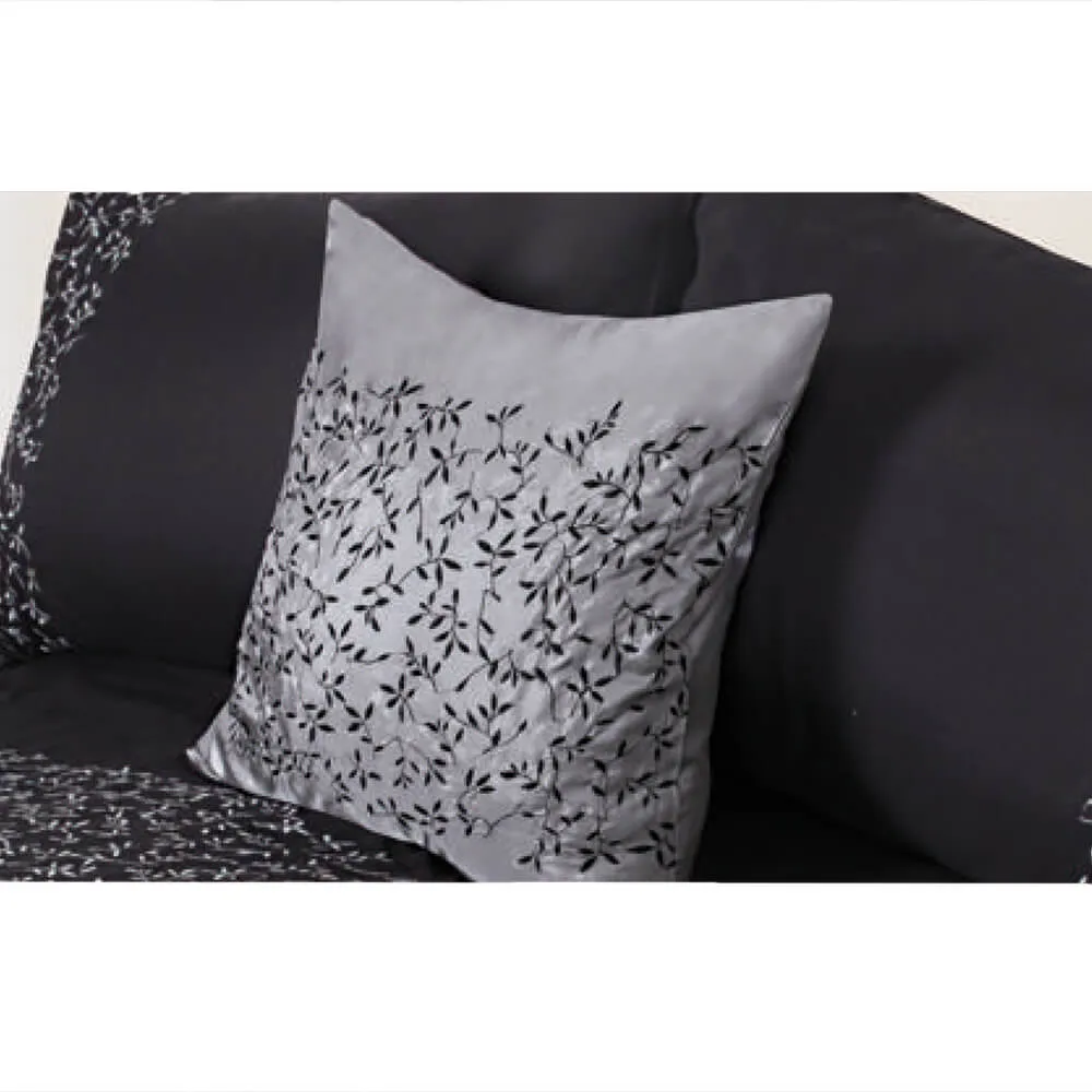 Leaf Trail Complete Bedding Set - Black (Bed in a bag)