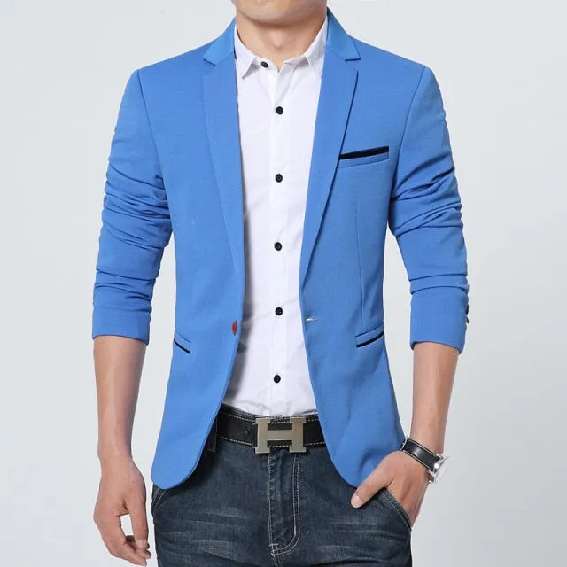 Luxury Slim Fit Cotton Men Blazer