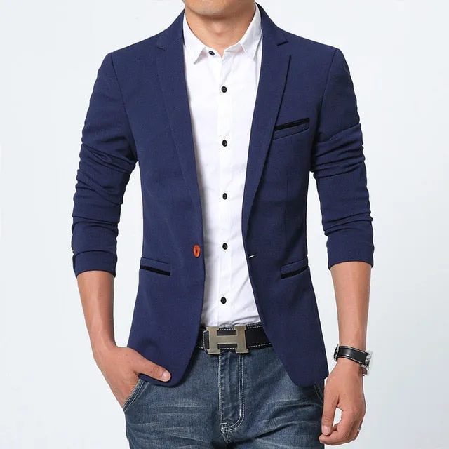 Luxury Slim Fit Cotton Men Blazer