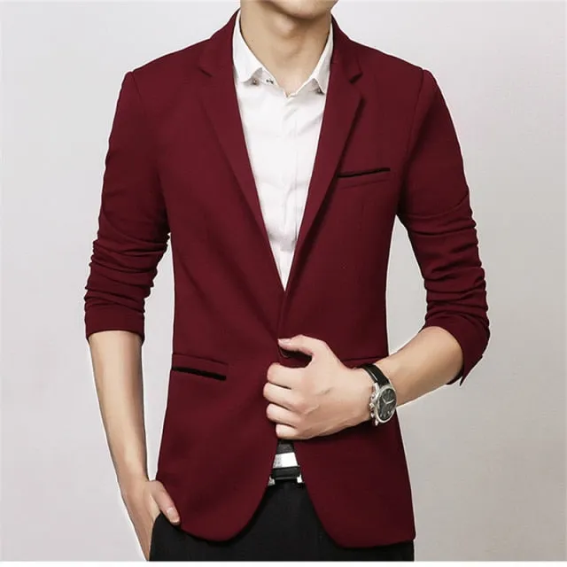 Luxury Slim Fit Cotton Men Blazer