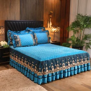 Luxury Velvet Plush Bedspread with Quilted Embossing