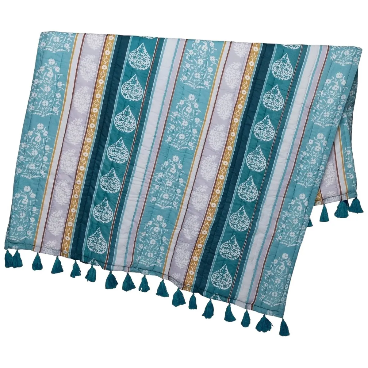 Malvika Peacock Quilted Throw Blanket by John Robshaw