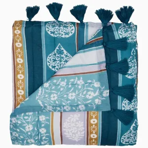 Malvika Peacock Quilted Throw Blanket by John Robshaw