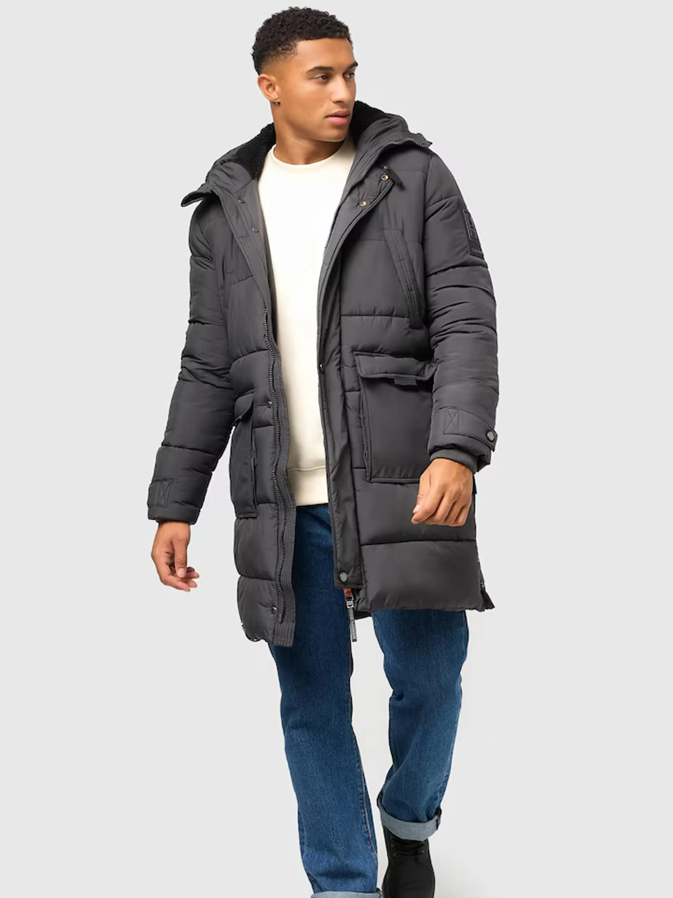 Men's Quilted Puffer Coat,Grey