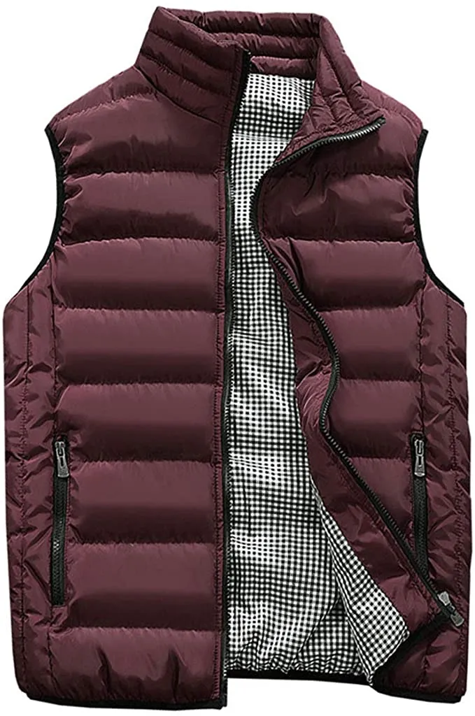 Men's Red Sleeveless Puffer Vest Coat