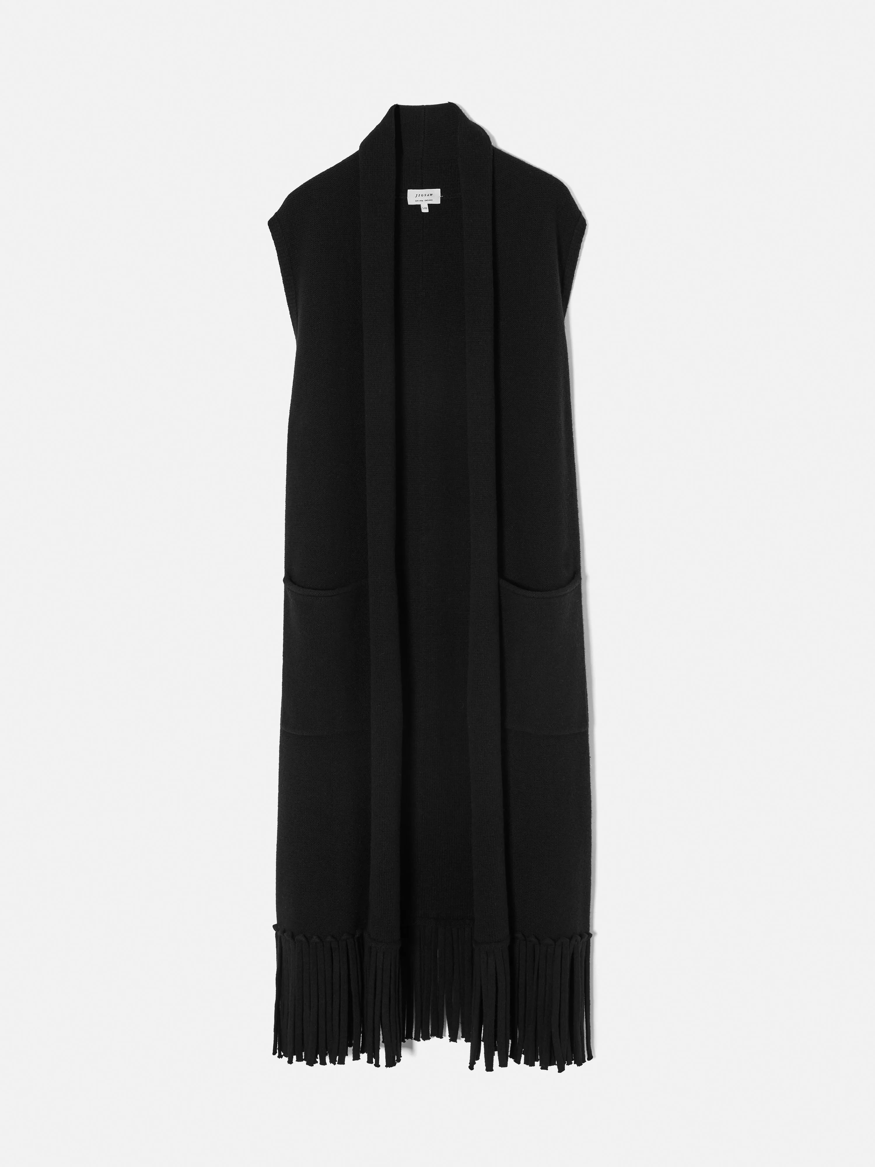 Merino Fringed Gilet | Black