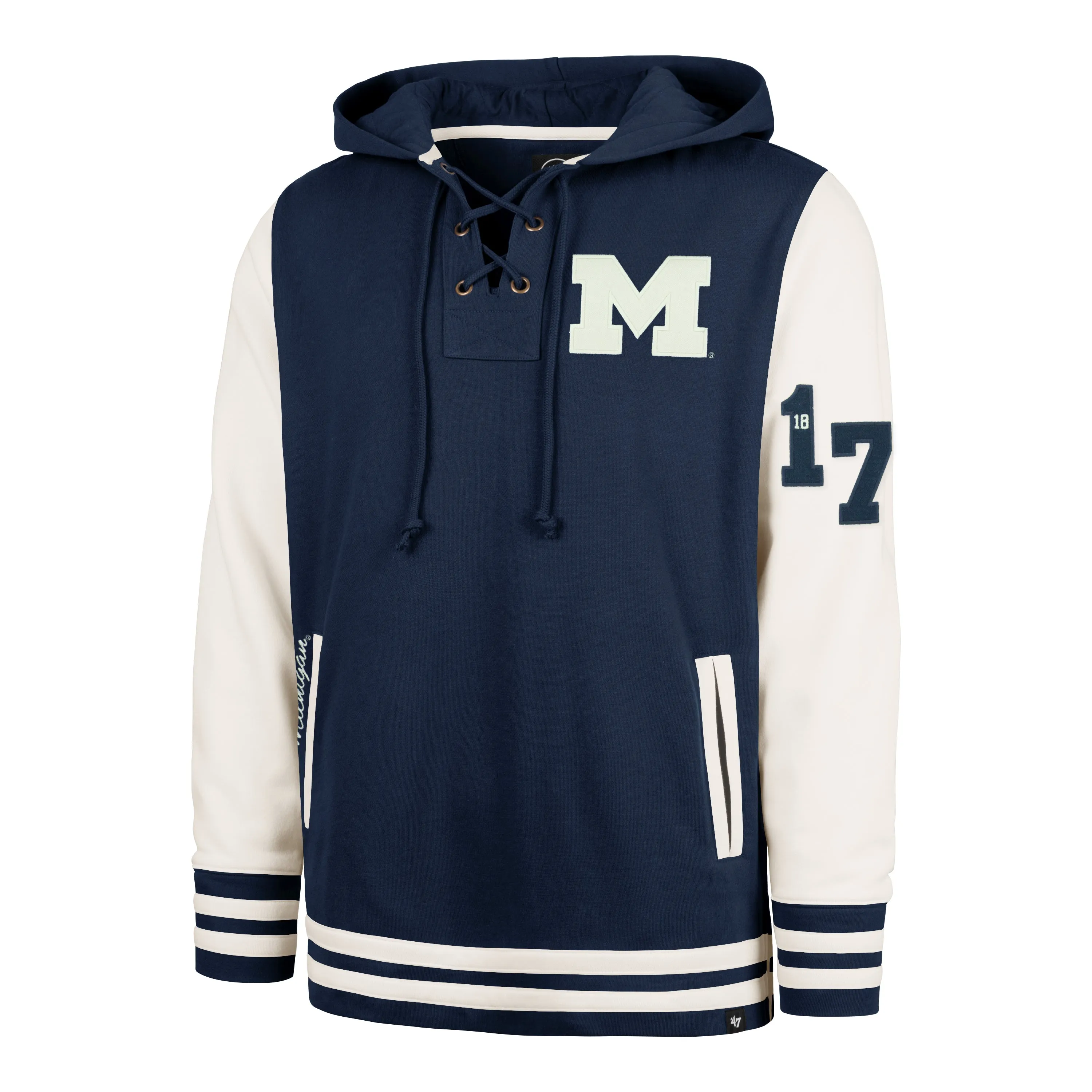 MICHIGAN WOLVERINES LETTERMAN FIELD LATERAL '47 LACER HOOD