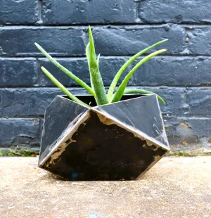 Mini Modern Geo Metal Planter - Geometric Faceted Plant Pot - Patio Garden Decor - Modern Minimalist Planter - Unique Planter Pot Mini Decor