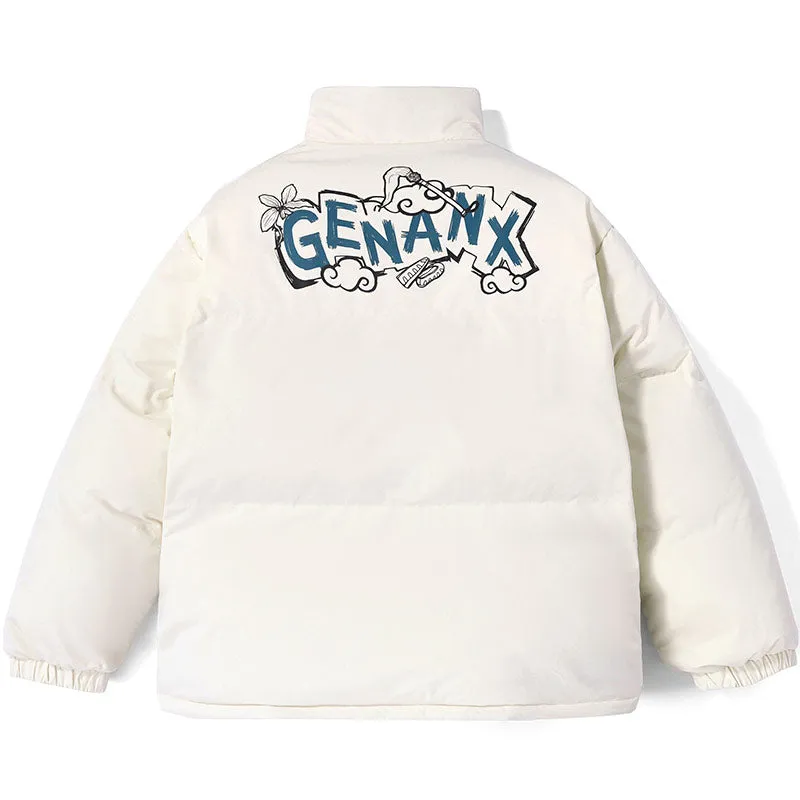 Minimalist Logo Print Thickened Padded Coat