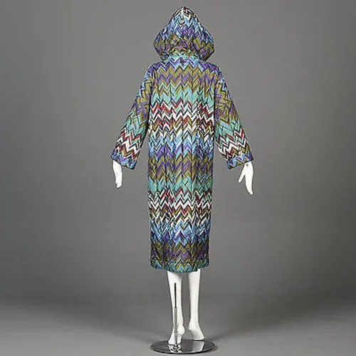 Missoni Colorful Print Oversized Quilted Rain Coat with Hood