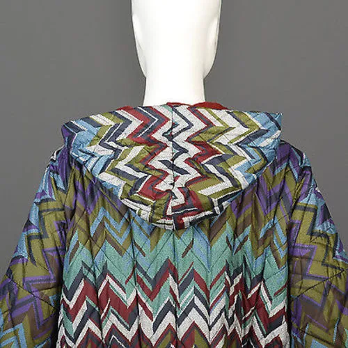 Missoni Colorful Print Oversized Quilted Rain Coat with Hood