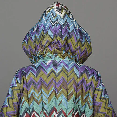 Missoni Colorful Print Oversized Quilted Rain Coat with Hood