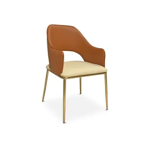 NOEL Brown Leatherette Arm Dining Chair