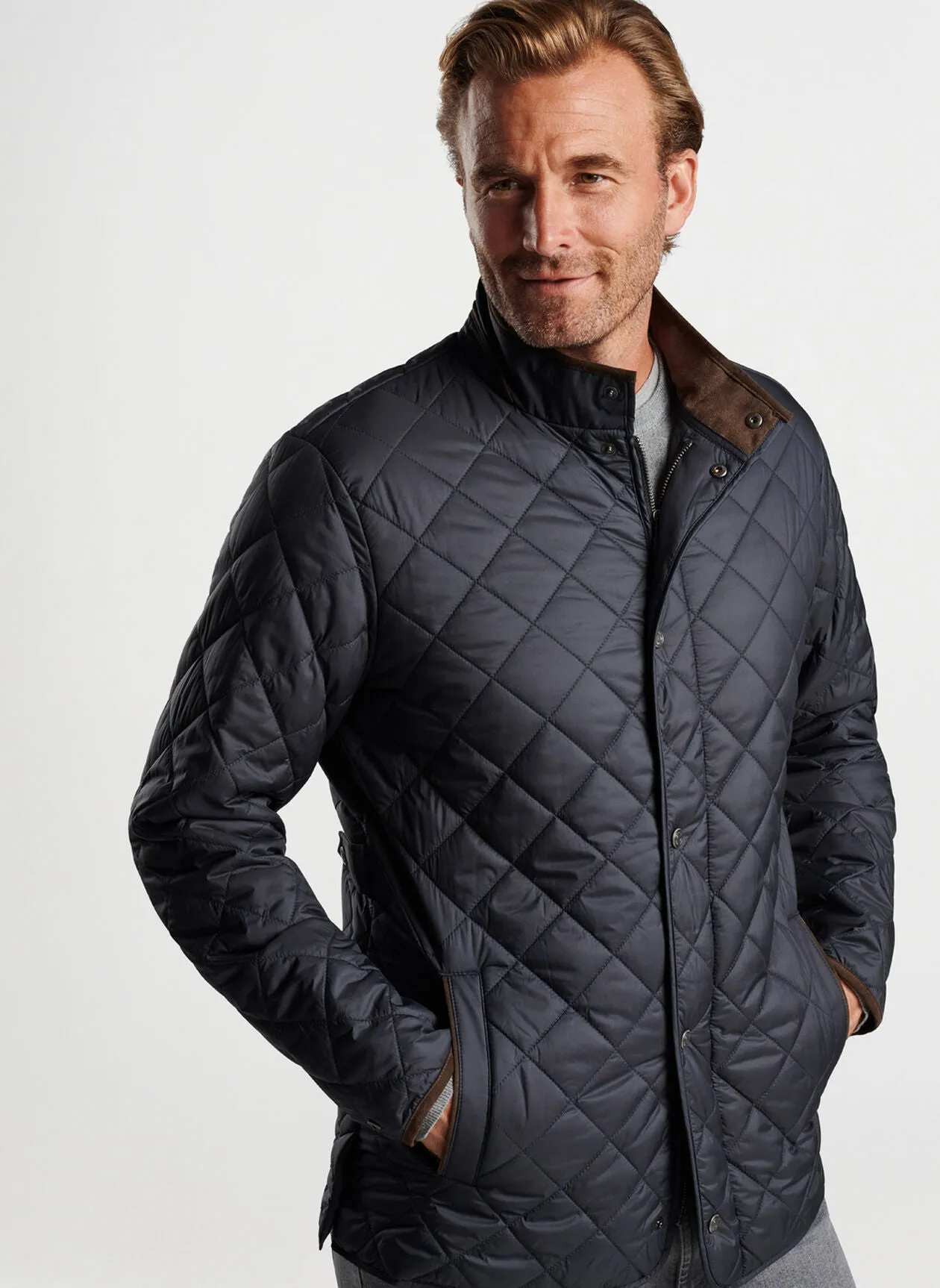 Peter Millar Suffolk Quilted Travel Coat - Black