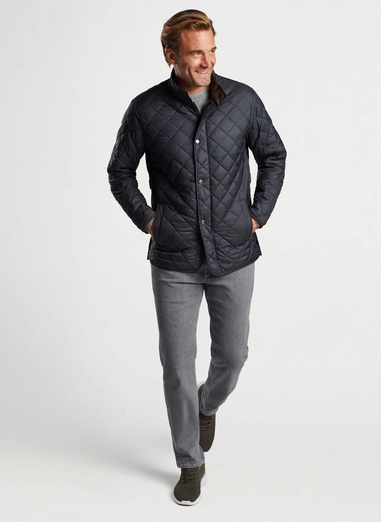 Peter Millar Suffolk Quilted Travel Coat - Black