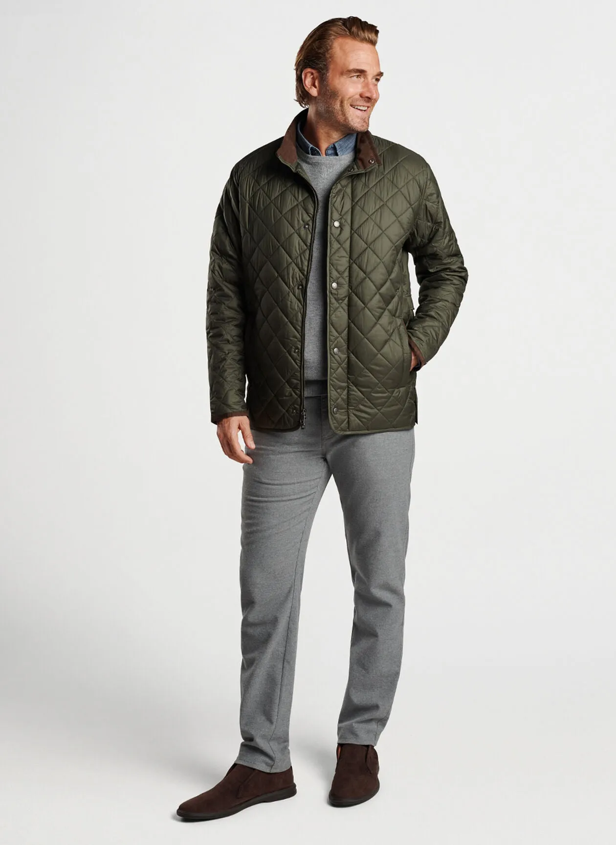 Peter Millar Suffolk Quilted Travel Coat - Olive