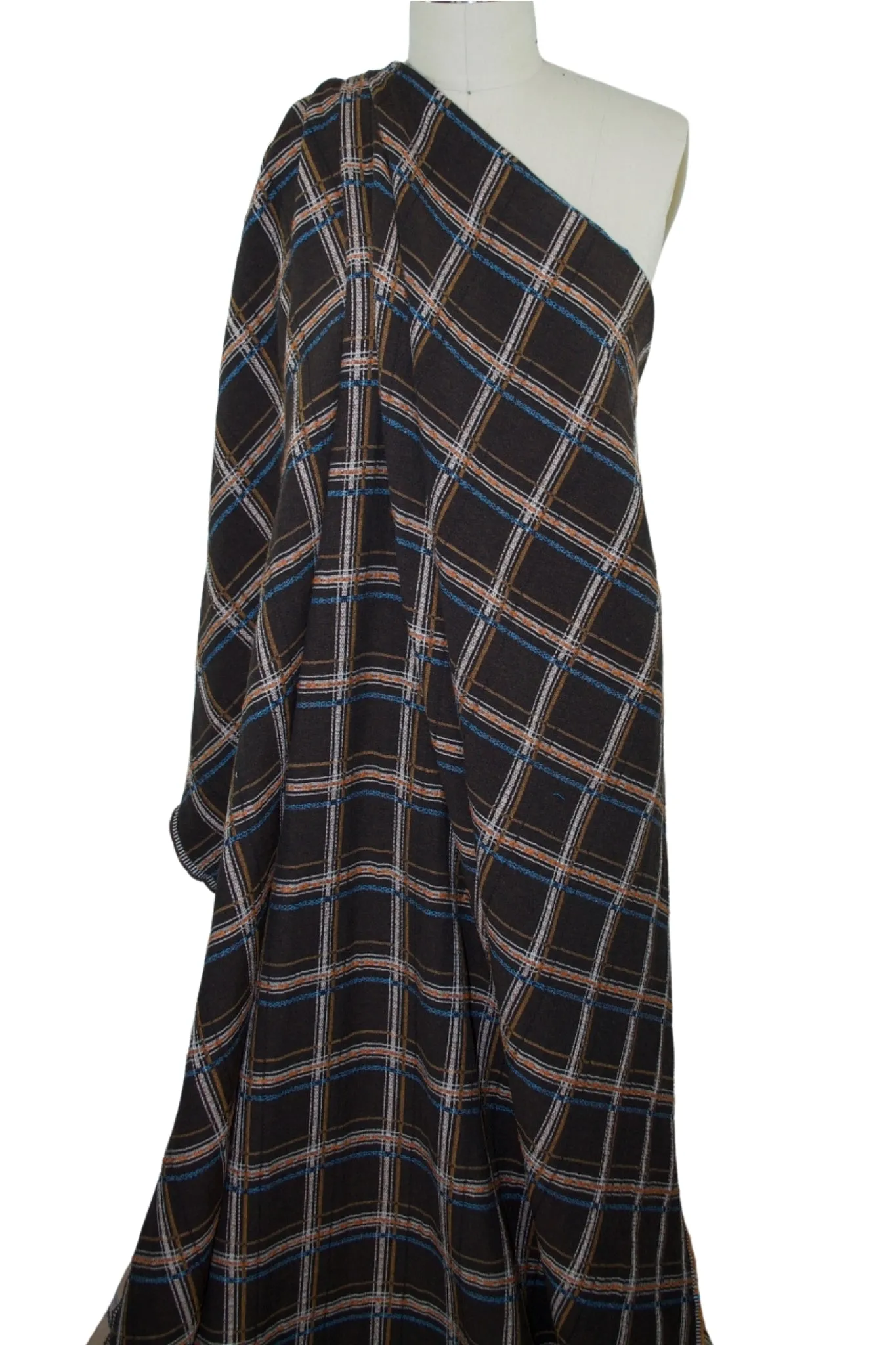 Plaid Cotton Double Cloth - Brown Tones