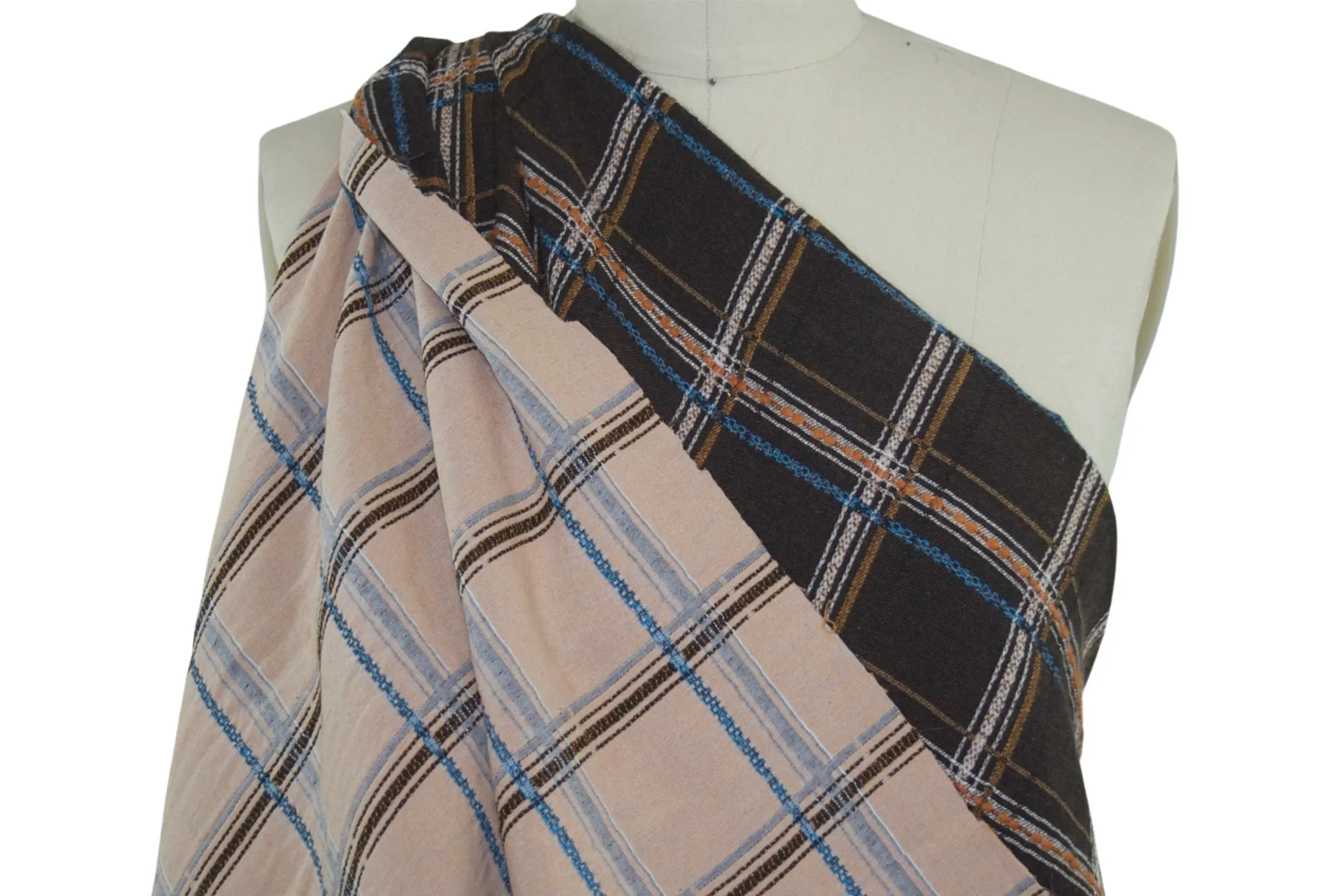 Plaid Cotton Double Cloth - Brown Tones