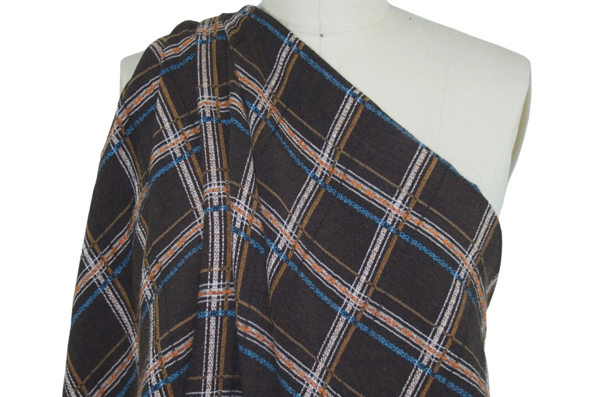 Plaid Cotton Double Cloth - Brown Tones