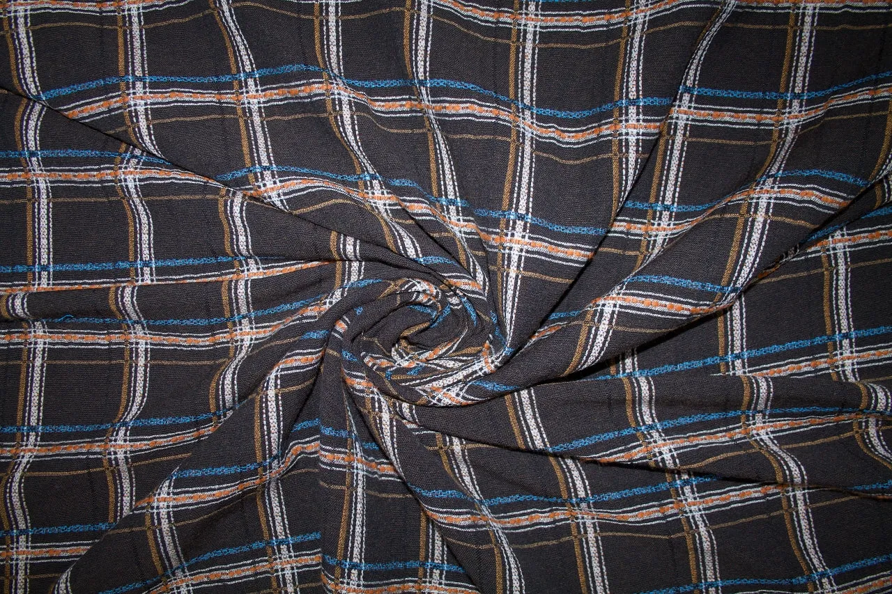 Plaid Cotton Double Cloth - Brown Tones