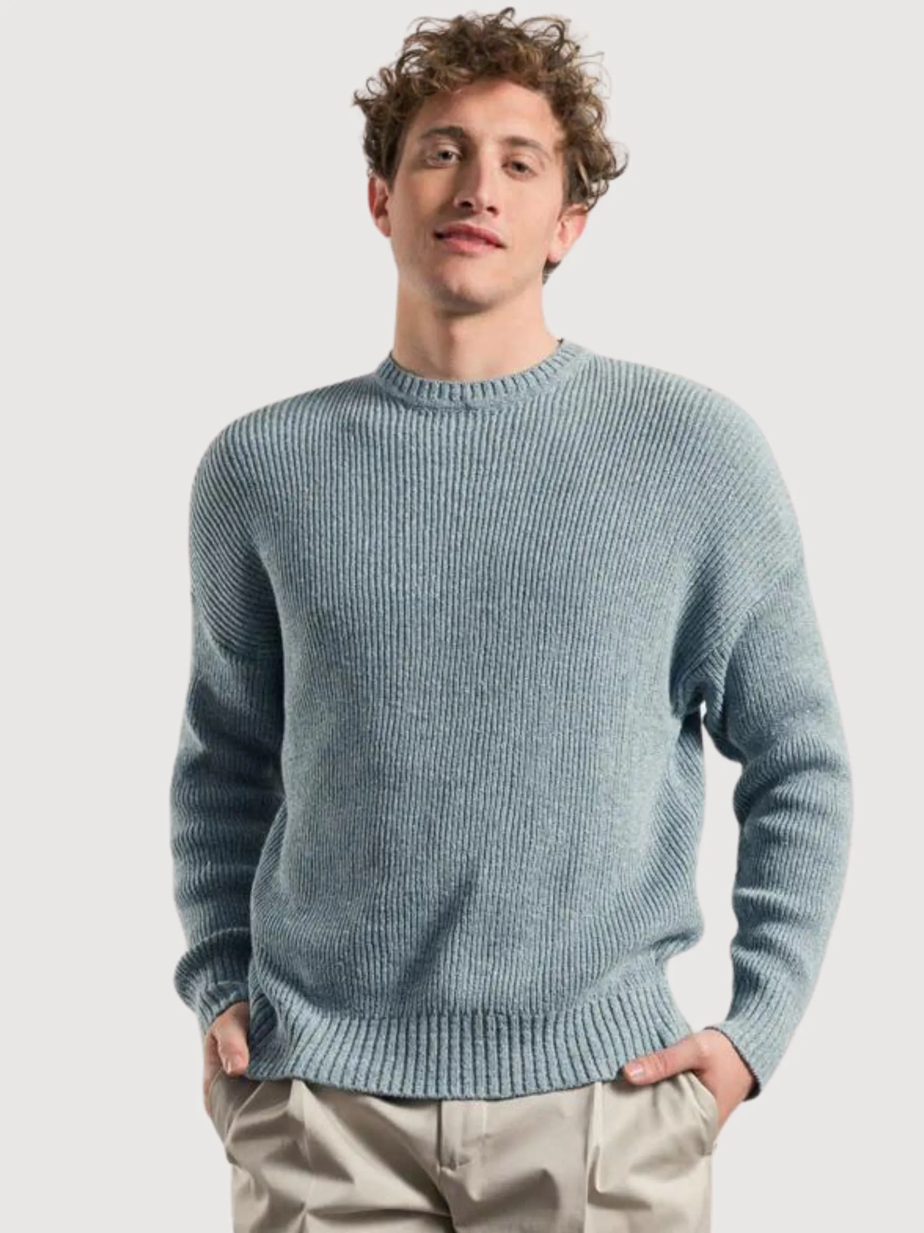 Pullover Man Edoardo light Blue Rigenerated Cotton | Rifò