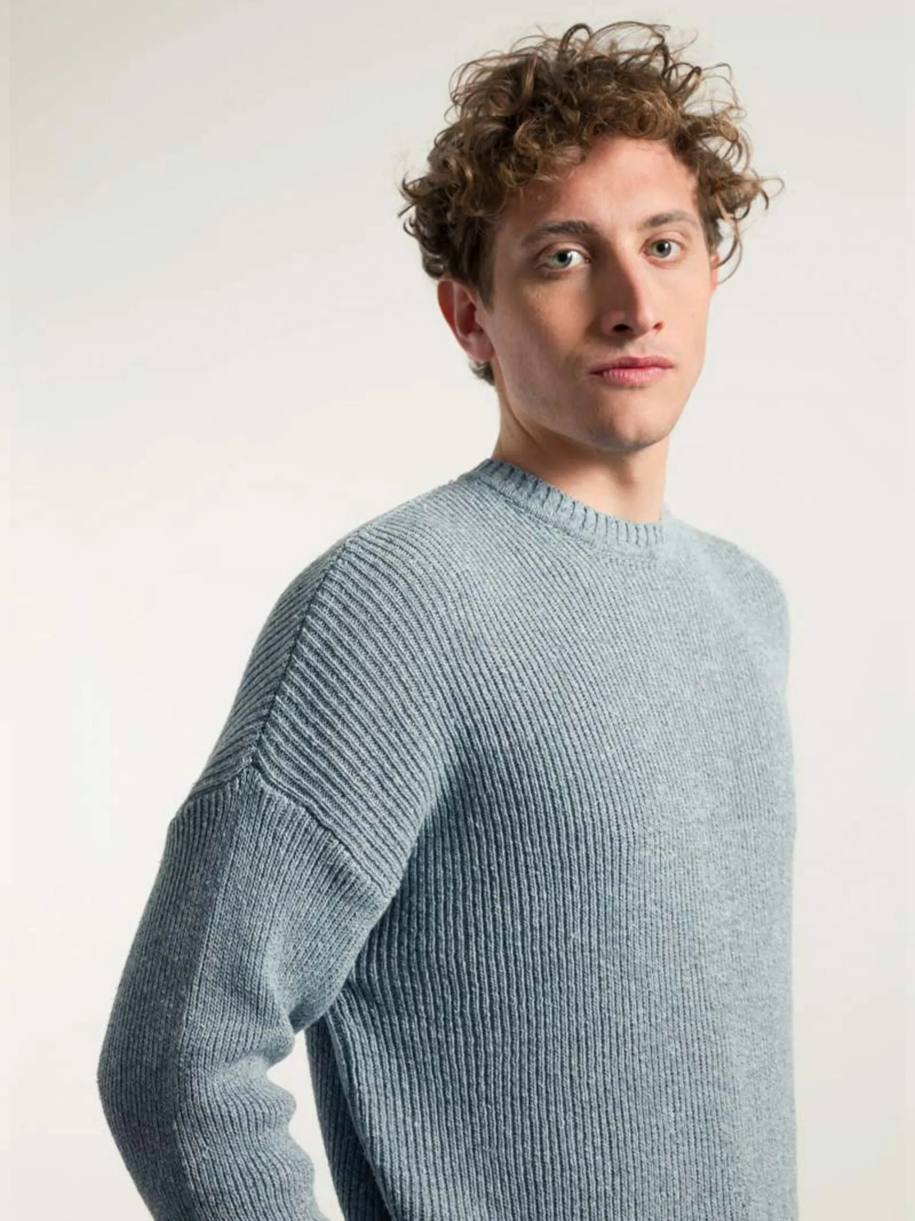 Pullover Man Edoardo light Blue Rigenerated Cotton | Rifò