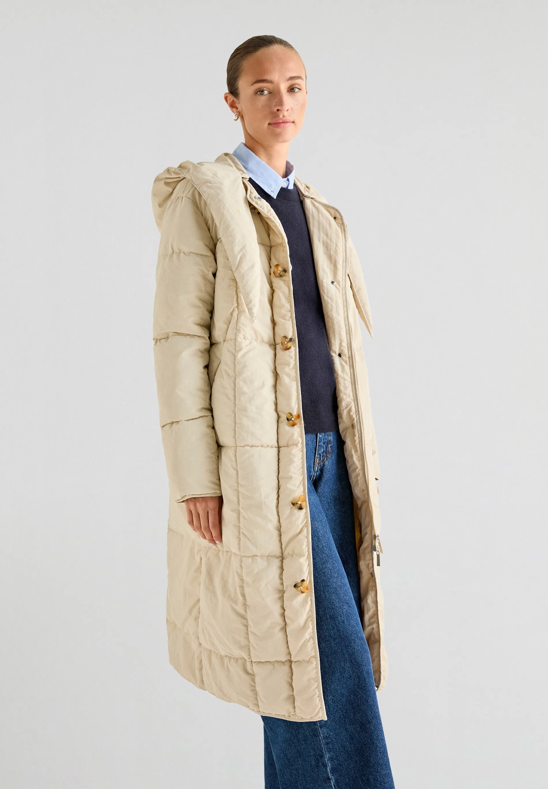 QUILTED COAT WITH REMOVABLE HOOD