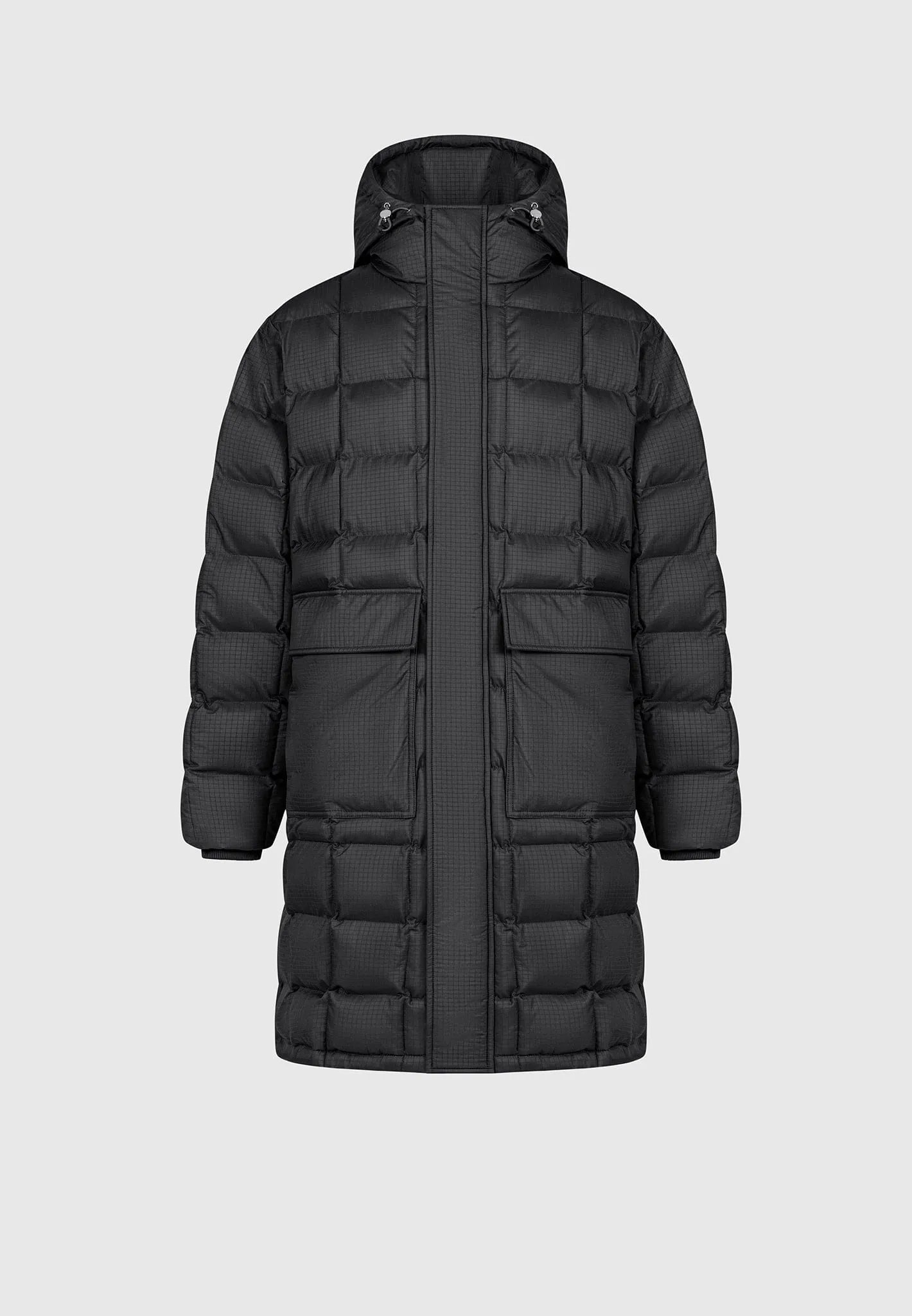 Quilted Longline Puffer Coat - Black