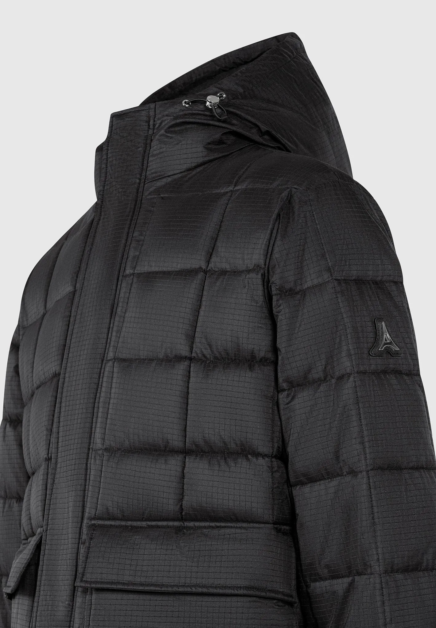 Quilted Longline Puffer Coat - Black