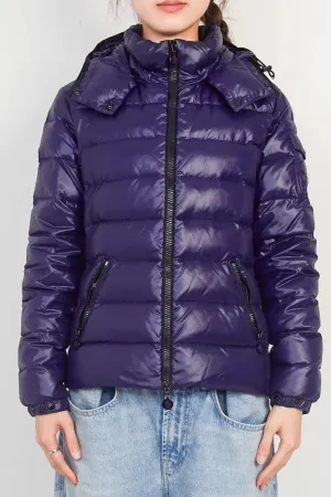 quilted padded coat in navy RRP £1500