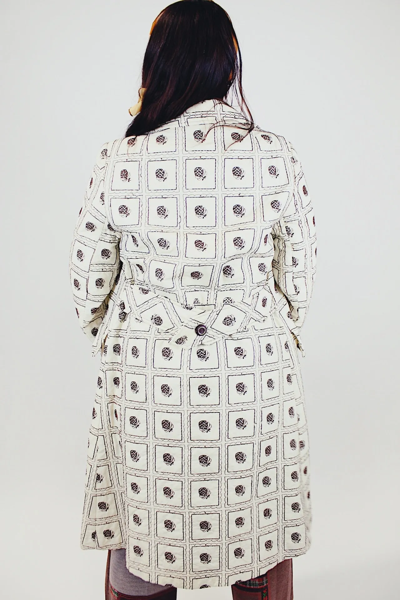 Quilted Printed Puffy Pea Coat