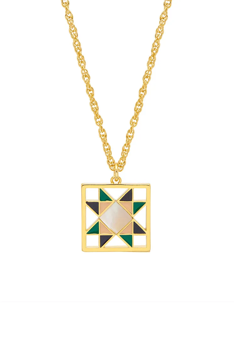 Quilted Square Pendant Necklace